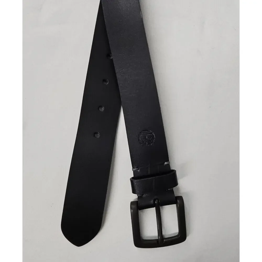 TIMBERLAND BLACK GENUINE LEATHER BELT – CLASSIC METAL BUCKLE – SIZE FITS 40–44